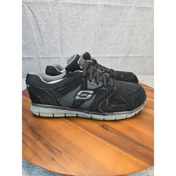 Skechers Work Synergy Ekron Alloy Toe Shoe Black/Charcoal Mens Size 12 - Picture 1 of 9